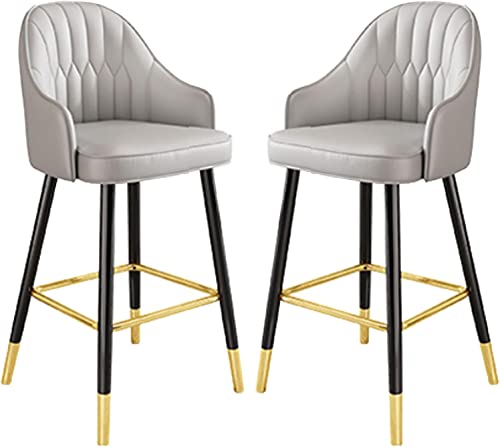 DFKGLCRR Barhocker 2er Set, Barhöhe Barhocker mit Rücken 65/75cm hoch Hocker für Kücheninsel Moderne Barstühle mit Kunstleder gepolstert hohe Barhocker, Sitz von 2 (Grey,65cm) von DFKGLCRR