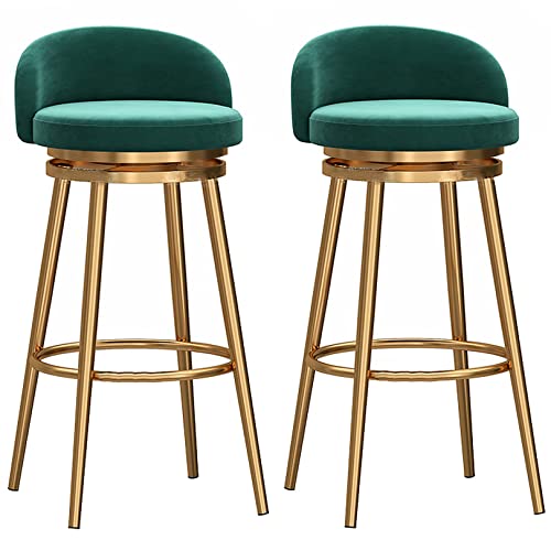 DFKGLCRR Barhocker 2er Set, Moderne Thekenstühle, weicher Samt-Barhocker mit goldenen Metallbeinen für Kücheninsel, Pub, Wohnzimmer (360 Grad drehbar) (Green,25.6in/65cm) von DFKGLCRR