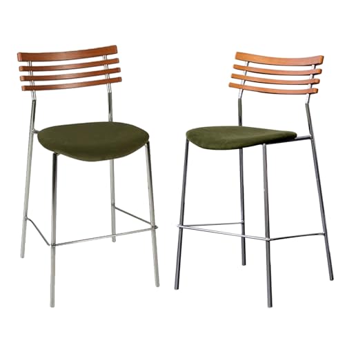 DFKGLCRR Barhocker 2er Set, Samt Barstühle mit Rücken und Fußstütze, Counter Höhe Barhocker für Kücheninsel Pub, Bistro (65cm/25.6in) von DFKGLCRR