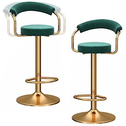 DFKGLCRR Barhocker 2er Set, höhenverstellbare Barstühle Samt Barhocker mit Rückenlehne, Moderne hohe Hocker für Küchentresen Bistro Pub (Green) von DFKGLCRR