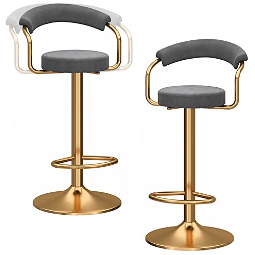 DFKGLCRR Barhocker 2er Set, höhenverstellbare Barstühle Samt Barhocker mit Rückenlehne, Moderne hohe Hocker für Küchentresen Bistro Pub (Grey) von DFKGLCRR