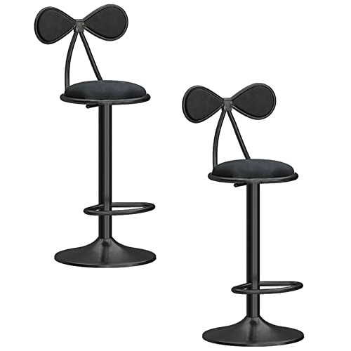 DFKGLCRR Barhocker 2er-Set, verstellbare Thekenhöhe Drehhocker Barstühle mit Bogen zurück, hohe Hocker passen Counter Island von 25,6 „bis 31,5“ (Black) von DFKGLCRR