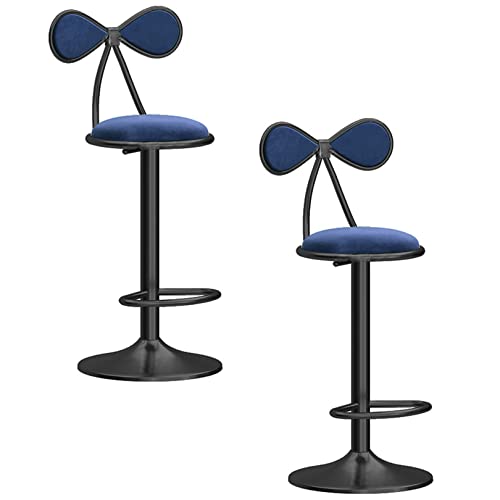 DFKGLCRR Barhocker 2er-Set, verstellbare Thekenhöhe Drehhocker Barstühle mit Bogen zurück, hohe Hocker passen Counter Island von 25,6 „bis 31,5“ (Blue) von DFKGLCRR