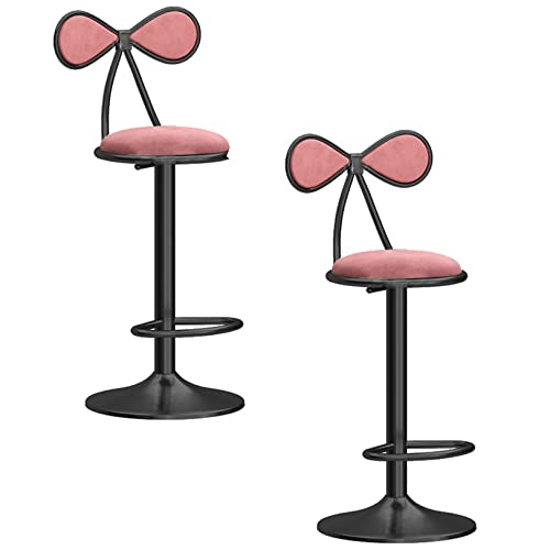 DFKGLCRR Barhocker 2er-Set, verstellbare Thekenhöhe Drehhocker Barstühle mit Bogen zurück, hohe Hocker passen Counter Island von 25,6 „bis 31,5“ (Pink) von DFKGLCRR