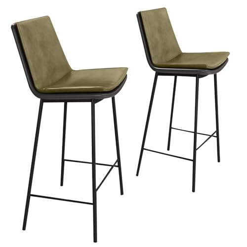 DFKGLCRR Barhocker 2er Set Küchenthekenstühle mit bequemer Rückenlehne, Frühstücksbarstühle Kunstleder-Thekenstühle für die Hausbar (B,65cm/25.6in) von DFKGLCRR