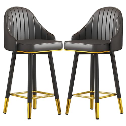 DFKGLCRR Barhocker 2er Set PU Leder gepolstert Hochstuhl, Küche Esszimmer Barhocker mit großer Rückenlehne & Fußstütze und Metallbeine für Bistro, Restaurants Insel Stühle (F,75cm(29.5'')) von DFKGLCRR