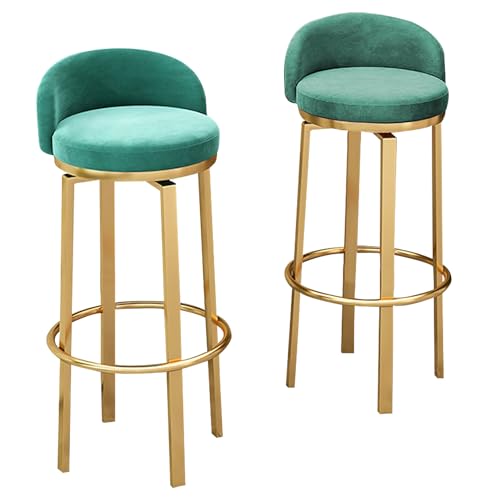DFKGLCRR Barhocker Küche Hocker Satz von 2 Swivel Bar Stühle, Küche Esszimmer Tresen Hocker mit Samt gepolstert, niedrige Rückenlehne, Fußstütze und Gold Metallbeine, 25,6/29,6“ (Green,75cm/30in) DFKGLCRR Barhocker Küche Hocker Satz von 2 Swivel Bar Stühle, Küche Esszimmer Tresen Hocker mit Samt gepolstert, niedrige Rückenlehne, Fußstütze und Gold Metallbeine, 25,6/29,6“ (Green,75cm/30in) von DFKGLCRR