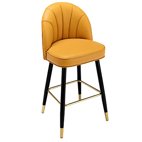 DFKGLCRR Barhocker Kunstleder Moderner Barhocker mit Rückenlehne, gepolsterter Barstuhl 26in für Kücheninsel, Cafe, Kneipe, Bar-Thekenhocker (Orange 1ps) von DFKGLCRR