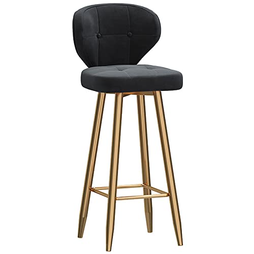 DFKGLCRR Barhocker Moderne Theke Barhocker mit Bogen zurück und samt gepolsterten Sitz, hohe Hocker Esszimmer Stuhl für Haus Küche Insel, 26/30in (75cm/30in,Black 1ps) von DFKGLCRR