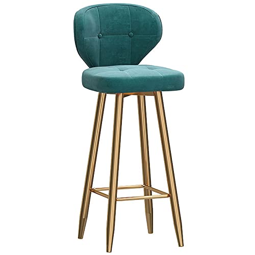 DFKGLCRR Barhocker Moderne Theke Barhocker mit Bogen zurück und samt gepolsterten Sitz, hohe Hocker Esszimmer Stuhl für Haus Küche Insel, 26/30in (75cm/30in,Green 1ps) von DFKGLCRR