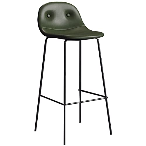 DFKGLCRR Barhocker PU Leder Counter Höhe Hocker Esszimmer Stühle gepolsterter moderner Barstuhl mit niedrigem Rücken und Metallbein, Unterstützung 330LBS, 26/30in (Green1ps,65cm/25.6in) von DFKGLCRR