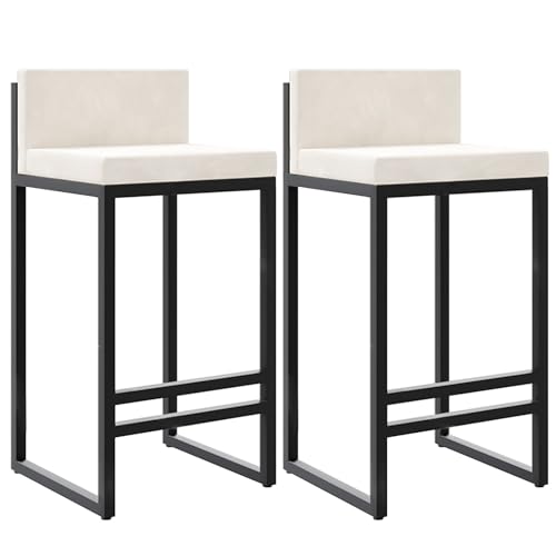 DFKGLCRR Barhocker Satz von 2 Counter Höhe Hocker Samt gepolstert Barhocker Armless Modern Bar Stuhl mit Metall Base für Esszimmer Küche Insel- 65cm Sitzhöhe (White,75cm) von DFKGLCRR