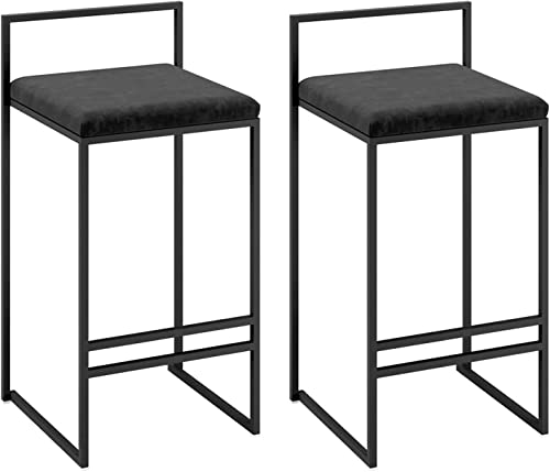 DFKGLCRR Barhocker-Set, 2 Stück, 25,6 Zoll, Samtbezug, mit Rückenlehne und Fußstütze – Moderne Barhocker für die Küchentheke, gepolsterter Inselhocker von DFKGLCRR