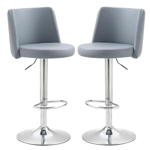 DFKGLCRR Barhocker-Set (2 Stück), drehbare Barhocker in Thekenhöhe, verstellbare Moderne Barhocker, Kücheninsel-Hocker aus PU-Leder mit hoher Rückenlehne für Esszimmer, Bistro von DFKGLCRR