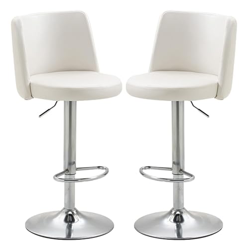 DFKGLCRR Barhocker-Set (2 Stück), drehbare Barhocker in Thekenhöhe, verstellbare Moderne Barhocker, Kücheninsel-Hocker aus PU-Leder mit hoher Rückenlehne für Esszimmer, Bistro von DFKGLCRR