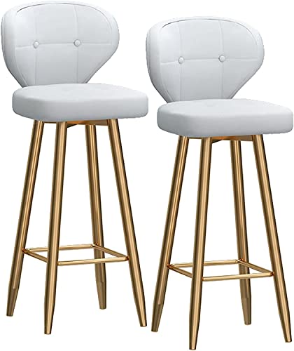 DFKGLCRR Barhocker-Set mit 2 Stück, Barhocker aus Samt mit Rückenlehne, stabilen goldenen Metallbeinen und Fußstützen, Inselhocker für Küchenbar von DFKGLCRR