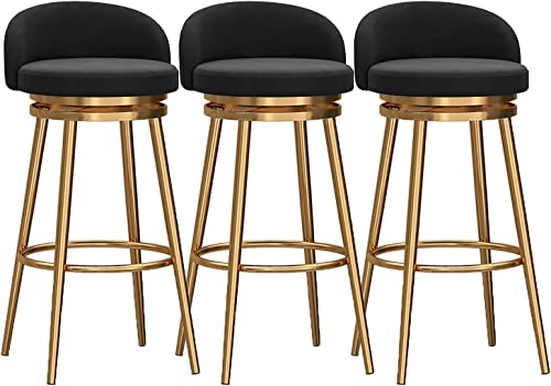 DFKGLCRR Barhocker-Set mit 3 Stühlen, Esszimmerstühle in Thekenhöhe mit Samtbezug, drehbare Barhocker mit Rückenlehne für Frühstückstheke, Küche und Theke von DFKGLCRR