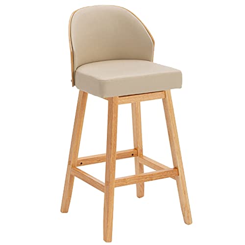 DFKGLCRR Barhocker Thekenhocker mit Rückenlehne und Holzbein gepolstert Moderne Barstühle Barhocker für Esszimmer Küche Cafe Insel (Beige 1ps,71cm/28in) von DFKGLCRR