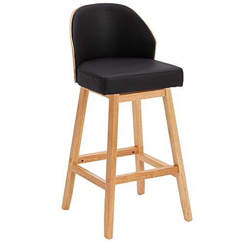 DFKGLCRR Barhocker Thekenhocker mit Rückenlehne und Holzbein gepolstert Moderne Barstühle Barhocker für Esszimmer Küche Cafe Insel (Black 1ps,71cm/28in) von DFKGLCRR