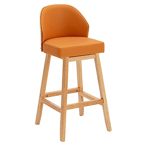 DFKGLCRR Barhocker Thekenhocker mit Rückenlehne und Holzbein gepolstert Moderne Barstühle Barhocker für Esszimmer Küche Cafe Insel (Orange 1ps,71cm/28in) von DFKGLCRR