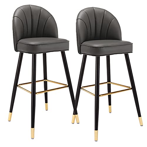 DFKGLCRR Barhocker im Set zu 2 Stück, Moderne Barhocker aus PU-Leder und Metall mit Rückenlehne, Küchen-, Esszimmer- und Café-Hocker, Barhocker in Thekenhöhe mit Fußstütze DFKGLCRR Barhocker im Set zu 2 Stück, Moderne Barhocker aus PU-Leder und Metall mit Rückenlehne, Küchen-, Esszimmer- und Café-Hocker, Barhocker in Thekenhöhe mit Fußstütze von DFKGLCRR