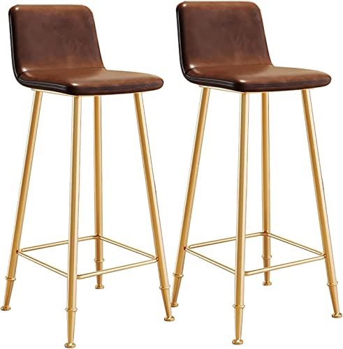 DFKGLCRR Barhocker in Thekenhöhe, PU-Leder, 2er-Set, Frühstücks-Küchen-Thekenstühle, Barstühle, hohe Hocker mit Metallbeinen und Fußstütze für Kücheninsel von DFKGLCRR
