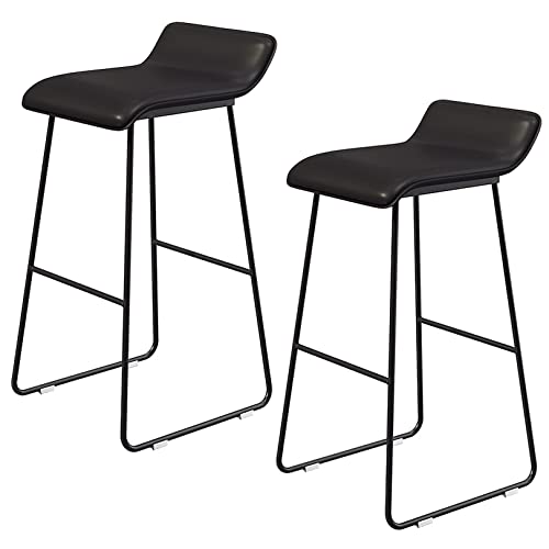 DFKGLCRR Barhocker industrielle PU Leder Bar Höhe Hocker Stühle mit Rücken und Fußstütze für Pub Kaffee nach Hause Essen Küche Insel (Support 330LBS) (Black2ps,70cm/27.6in) von DFKGLCRR