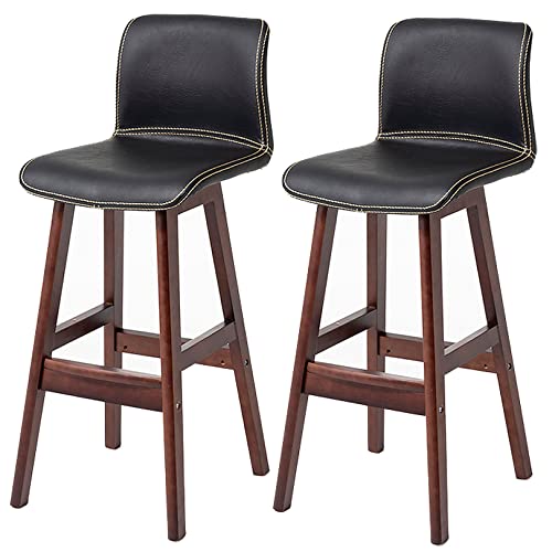 DFKGLCRR Barhocker mit PU-Leder gepolstert Design, Counter Höhe Hocker mit niedriger Rückenlehne und Fußstütze, Klassische hohe Hocker für Küche und Bar (Black 2ps,62cm/24.4in) von DFKGLCRR
