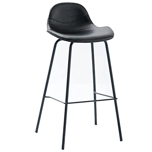 DFKGLCRR Barhocker mit Rücken Barhocker 26/30in Höhe Hocker mit Metallbeinen und PU-Leder Sitz, hohe Hocker für Küche Insel Esszimmer (Black 1ps,75cm/30in) von DFKGLCRR
