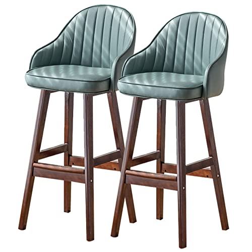 DFKGLCRR Barstühle Zähler Höhe Barhocker mit Rückenlehne und Fußstütze, Holzrahmen Küche Insel Bistro Pub Restaurant gepolstert hohe Hocker, Satz von 2 (Green,74cm/29in) von DFKGLCRR