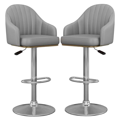 DFKGLCRR Counter Height Stools Barhocker 2er Set,Drehbarer Counter Height Barhocker mit Rücken und Fußstütze,Verstellbarer PU Leder Barhocker,Moderner Home Kitchen Frühstücksbarstuhl (Lh-02) von DFKGLCRR