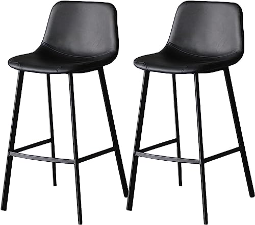 DFKGLCRR Counter Höhe Barhocker 2PCS Barhocker Kunstleder Barhocker Frühstück Küche Bar Stühle Counter Stühle Kücheninsel Stühle Barhocker 65/75cm Sitzhöhe (Black Cushion,65cm) von DFKGLCRR