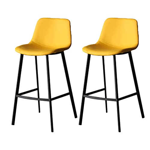 DFKGLCRR Counter Höhe Barhocker 2PCS Barhocker Kunstleder Barhocker Frühstück Küche Bar Stühle Counter Stühle Kücheninsel Stühle Barhocker 65/75cm Sitzhöhe (Yellow Cushion,65cm) von DFKGLCRR