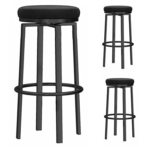 DFKGLCRR Counter Höhe Barhocker Küche Insel Swivel Velvet Barhocker Satz von 3, gepolstert Insel Pub Küchen Frühstück hohe Hocker, 26/30 in (Black,75cm/30in) von DFKGLCRR