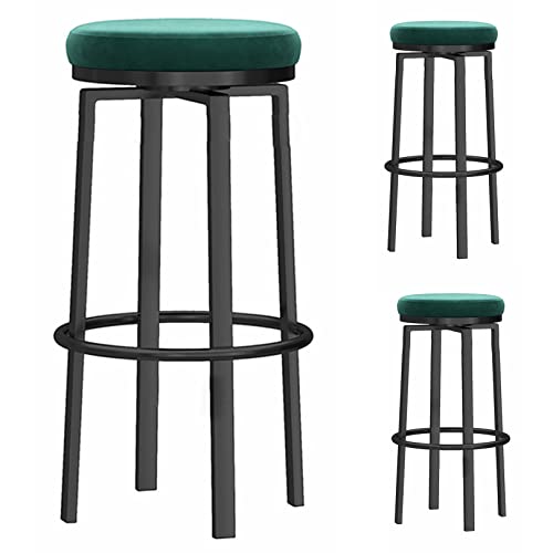 DFKGLCRR Counter Höhe Barhocker Küche Insel Swivel Velvet Barhocker Satz von 3, gepolstert Insel Pub Küchen Frühstück hohe Hocker, 26/30 in (Green,75cm/30in) von DFKGLCRR