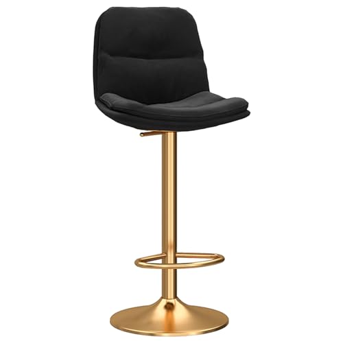 DFKGLCRR Counter Höhe Barhocker Samt Barhocker Moderne Barhocker mit Rücken Armlose Barstühle mit Metallbeinen für Kücheninsel (Black+Gold,1Pcs) von DFKGLCRR