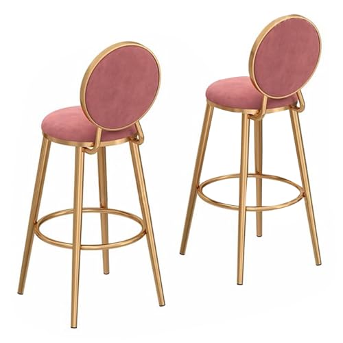 DFKGLCRR Counter Höhe Barhocker Satz von 2 Samt gepolstert Frühstück Barhocker mit zurück, Elegante Barstühle für Kücheninsel/Restaurant/Pub (Pink,75cm/29.6in) von DFKGLCRR