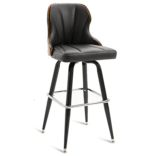 DFKGLCRR Counter Höhe Barhocker Stühle, Moderne Bar Stuhl mit Rückenlehne und PU-Leder gepolstert 360 ° Swivel Design Barhocker für Cafe Pub Küche Counter (Black 1ps) von DFKGLCRR