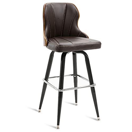 DFKGLCRR Counter Höhe Barhocker Stühle, Moderne Bar Stuhl mit Rückenlehne und PU-Leder gepolstert 360 ° Swivel Design Barhocker für Cafe Pub Küche Counter (Brown 1ps) von DFKGLCRR