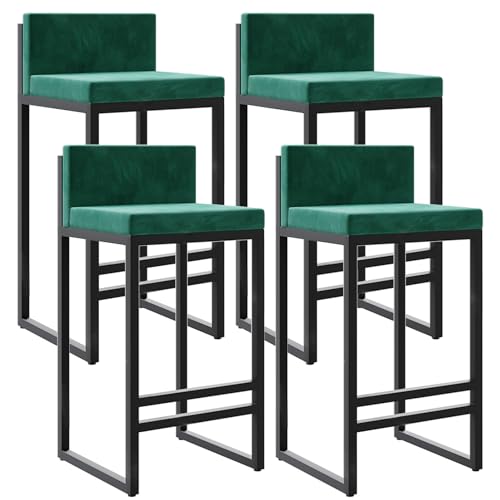 DFKGLCRR Counter Höhe Barhocker mit Rückenlehne Satz von 4 Velve Armless Küche Stuhl gepolstert Insel Barhocker (Green,75cm) von DFKGLCRR