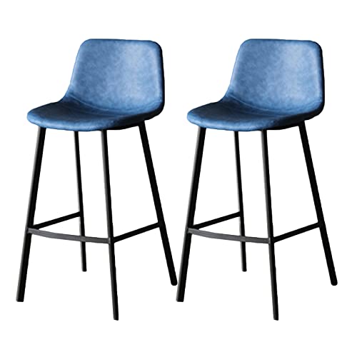 DFKGLCRR Counter Höhe Hocker 2PCS Barhocker Kunstleder Barhocker Frühstück Küche Bar Stühle Counter Stühle Kücheninsel Stühle Barhocker 65/75cm Sitzhöhe (Blue Cushion,65cm) von DFKGLCRR