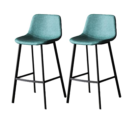 DFKGLCRR Counter Höhe Hocker 2PCS Barhocker Kunstleder Barhocker Frühstück Küche Bar Stühle Counter Stühle Kücheninsel Stühle Barhocker 65/75cm Sitzhöhe (Green Cushion,65cm) von DFKGLCRR