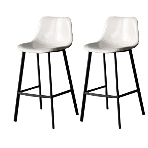 DFKGLCRR Counter Höhe Hocker 2PCS Barhocker Kunstleder Barhocker Frühstück Küche Bar Stühle Counter Stühle Kücheninsel Stühle Barhocker 65/75cm Sitzhöhe (White Cushion,65cm) von DFKGLCRR