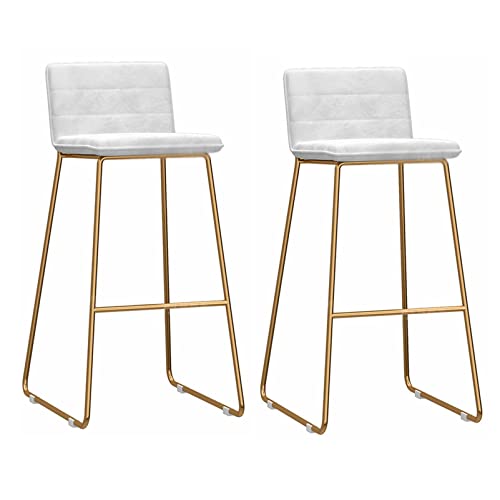 DFKGLCRR Counter Höhe Hocker Barhocker Counter Barhocker Einfache Höhe Stuhl mit Rücken Set von 2, robuste Metallbeine & Fußstützen Insel Hocker für Küche Bar (White Cushion) von DFKGLCRR