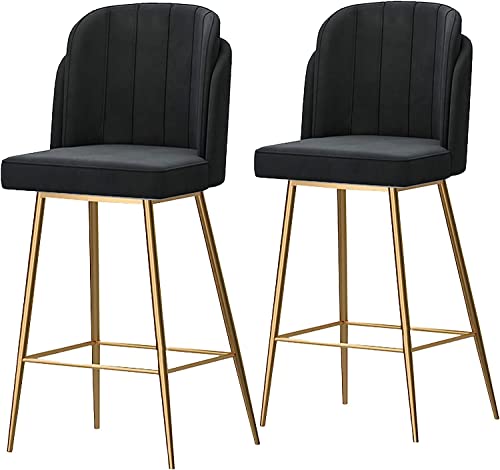DFKGLCRR Counter Höhe Hocker Barhocker Satz von 2 Counter Hocker Samt Barhocker Moderne Bar Stühle Akzent gepolsterte Stühle Pub Höhe Home Bar Dining Küche Hocker Stühle (Black) von DFKGLCRR