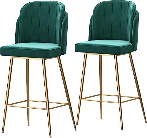 DFKGLCRR Counter Höhe Hocker Barhocker Satz von 2 Counter Hocker Samt Barhocker Moderne Bar Stühle Akzent gepolsterte Stühle Pub Höhe Home Bar Dining Küche Hocker Stühle (Green) von DFKGLCRR
