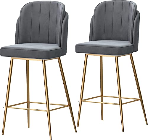 DFKGLCRR Counter Höhe Hocker Barhocker Satz von 2 Counter Hocker Samt Barhocker Moderne Bar Stühle Akzent gepolsterte Stühle Pub Höhe Home Bar Dining Küche Hocker Stühle (Grey) von DFKGLCRR