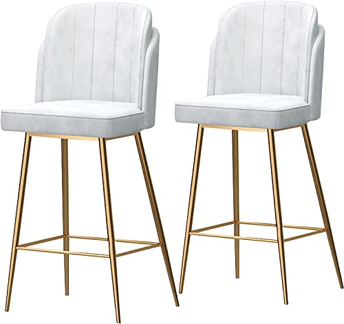 DFKGLCRR Counter Höhe Hocker Barhocker Satz von 2 Counter Hocker Samt Barhocker Moderne Bar Stühle Akzent gepolsterte Stühle Pub Höhe Home Bar Dining Küche Hocker Stühle (White) von DFKGLCRR