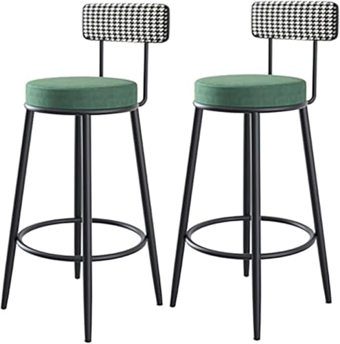 DFKGLCRR Counter Höhe Hocker Barhocker Satz von 3 Samt Frühstück Esszimmer Barhocker, Küchenhocker mit Fester Höhe, Metall Fußstütze und Basis für Frühstücksbar, Theke, Küche (Green,60cm) von DFKGLCRR
