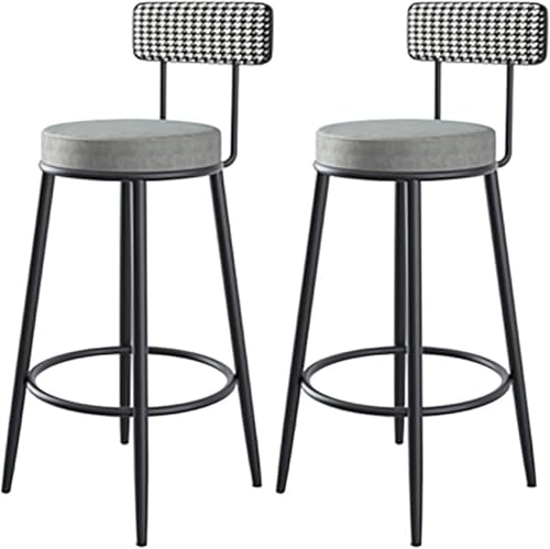 DFKGLCRR Counter Höhe Hocker Barhocker Satz von 3 Samt Frühstück Esszimmer Barhocker, Küchenhocker mit Fester Höhe, Metall Fußstütze und Basis für Frühstücksbar, Theke, Küche (Grey,75cm) von DFKGLCRR
